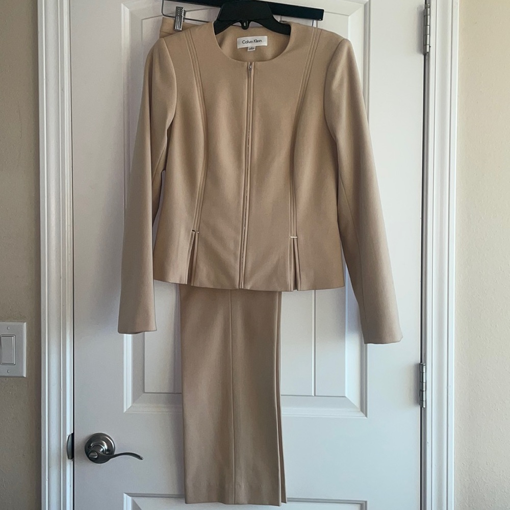 Calvin Klein matching, tan suit size 2